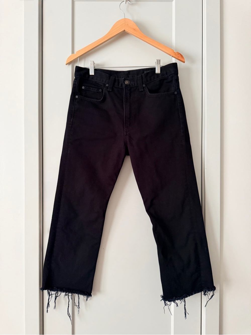 Rag & Bone High-Rise Straight Crop Jeans Black Twill Size 27